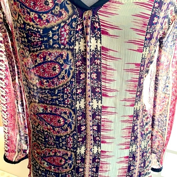🌈Lucky Brand Boho Sheer Top blue w/ purple🌈 - Picture 5 of 9